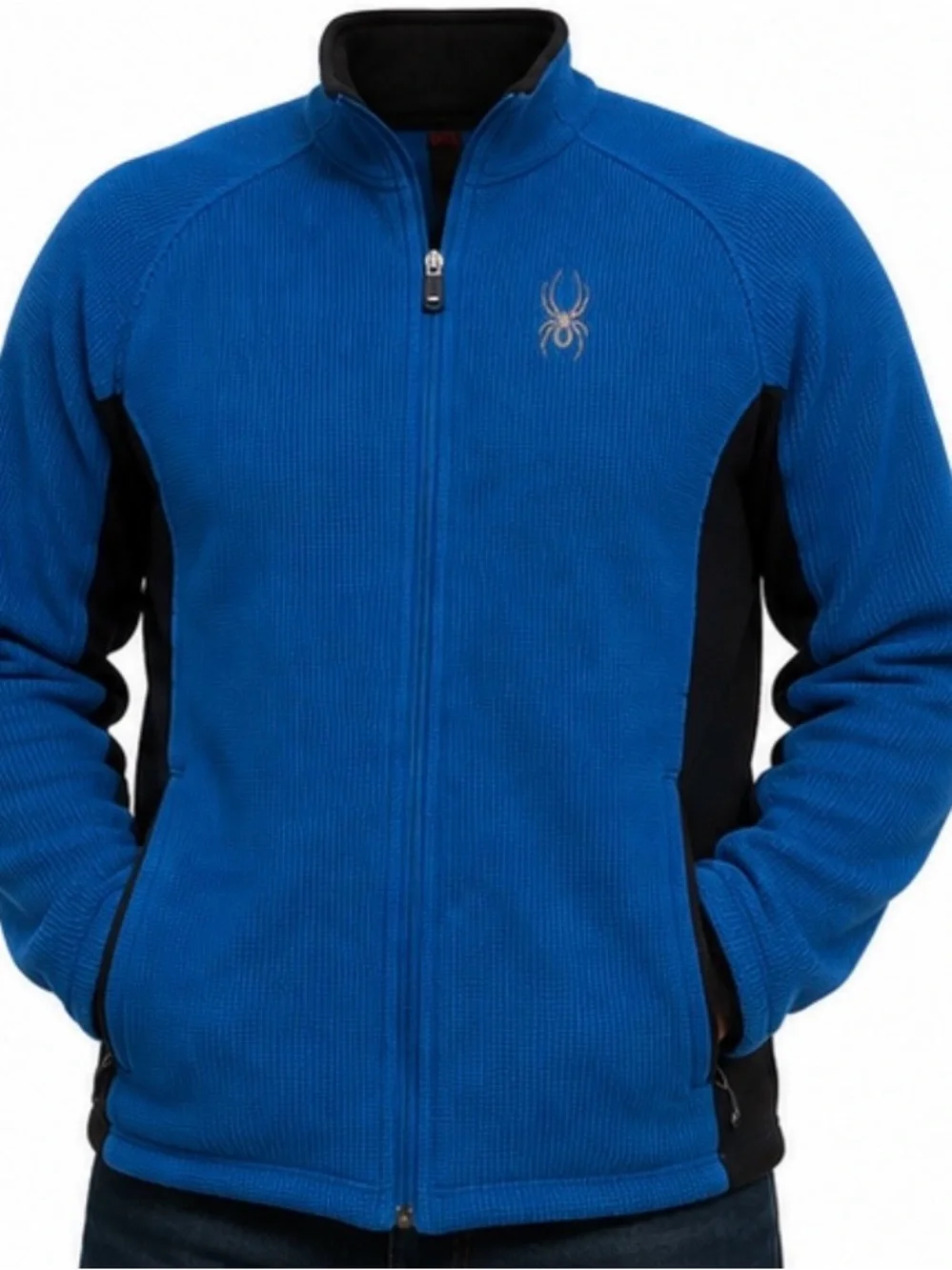 Spyder Blue and Black Men's Zip-Up Fleece Jacket
